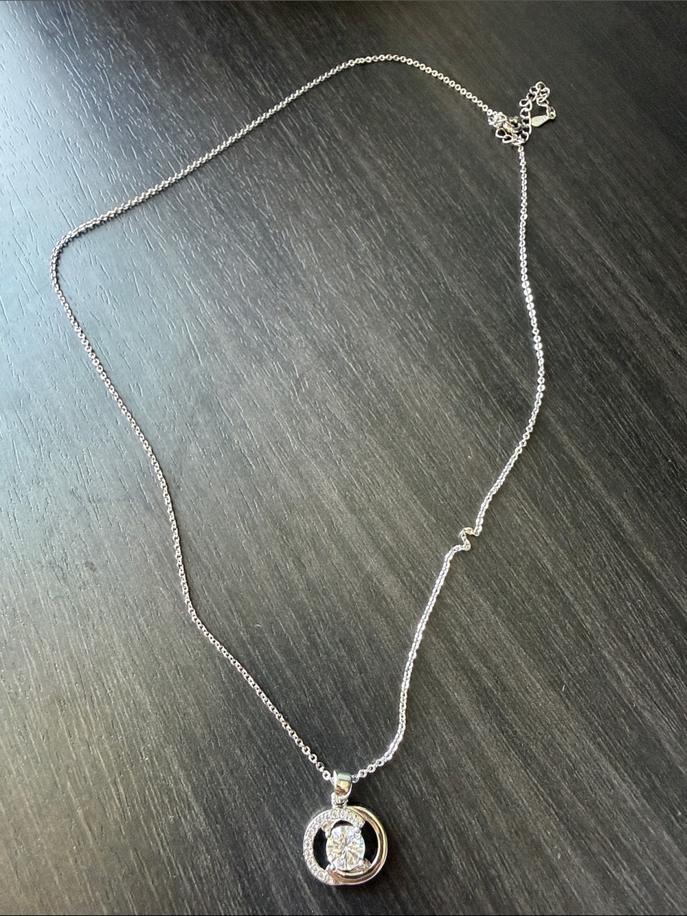 Moissanate 1ct Sterling Silver Crystal Pendant Necklace - Silver